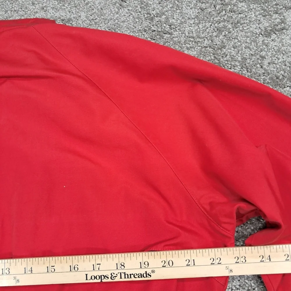 Vintage Lands End Red Harrington Jacket Plaid Lined Bomber Windbreaker Large